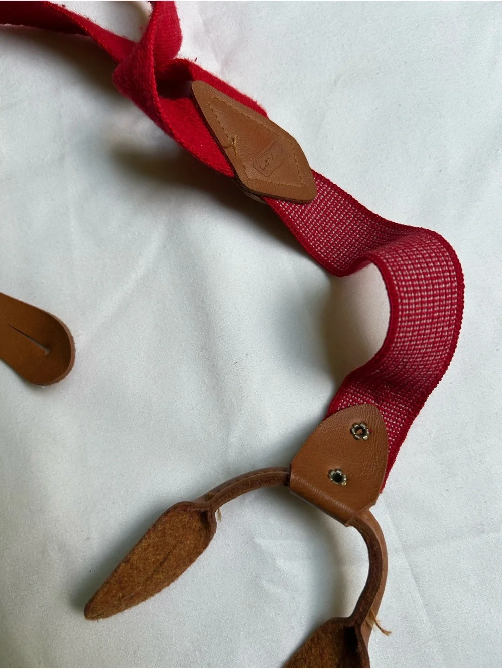 Levi’s Red Suspenders with Brown Leather Accents